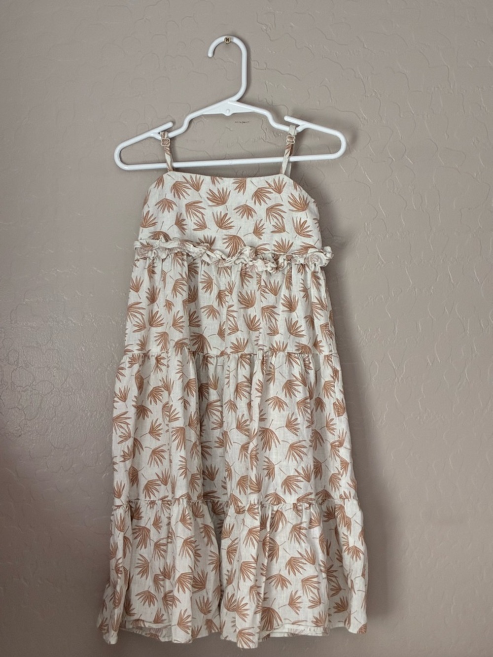 Rylee & Cru Cream Sundress with Tan Leaf Print